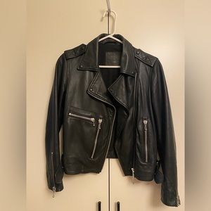 All Saints black Milne Biker lamb leather jacket size 4